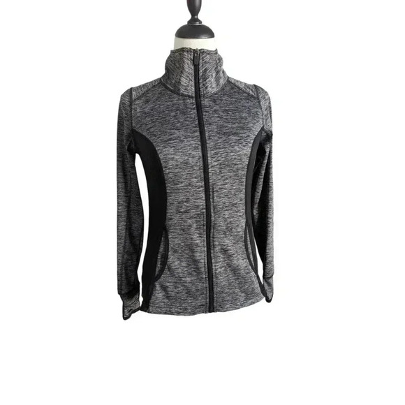 Danskin Jacket Womens Small Gray Full Zip Semi Fitted Running Athletic Mock Neck - Picture 1 of 5